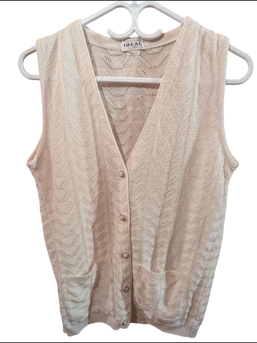 IDEAL Cream Knit Button-Front Vest